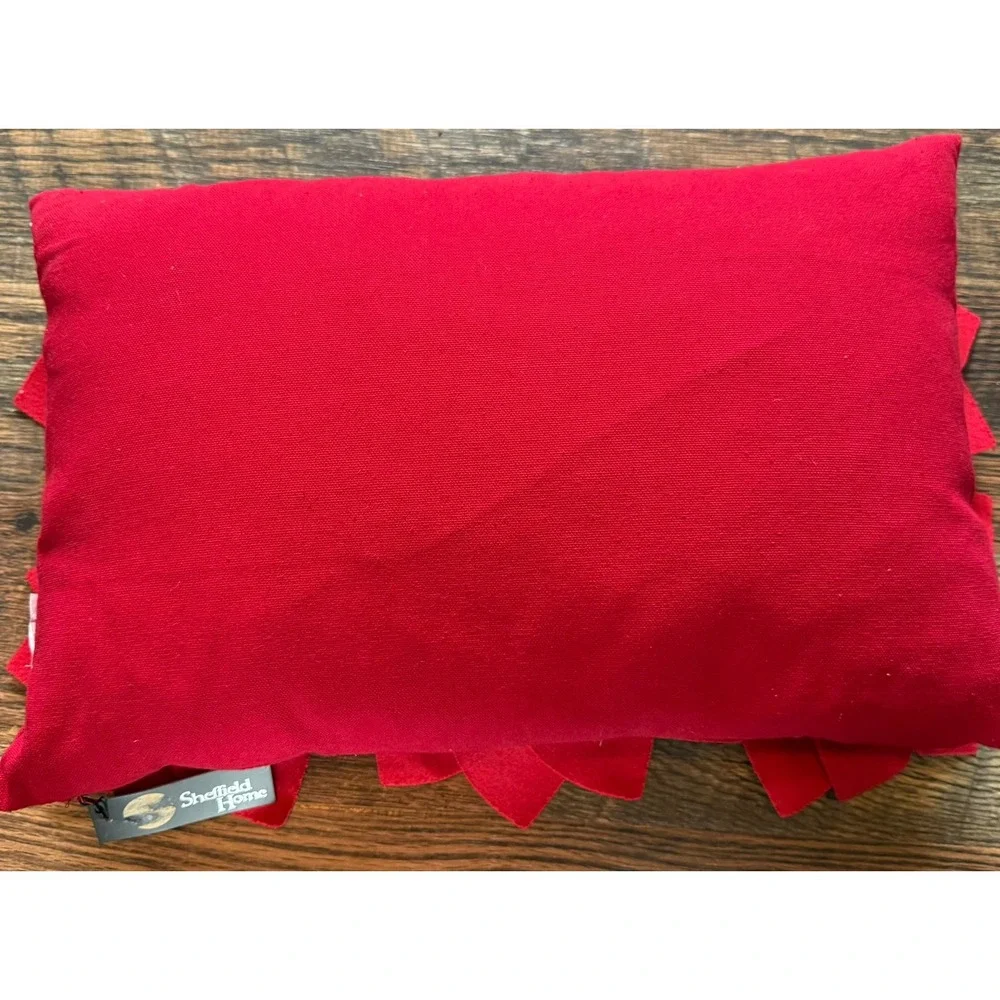 Sheffield Home Red Poinsettia Decorative Lumbar Pillow Holiday Christmas 19x11